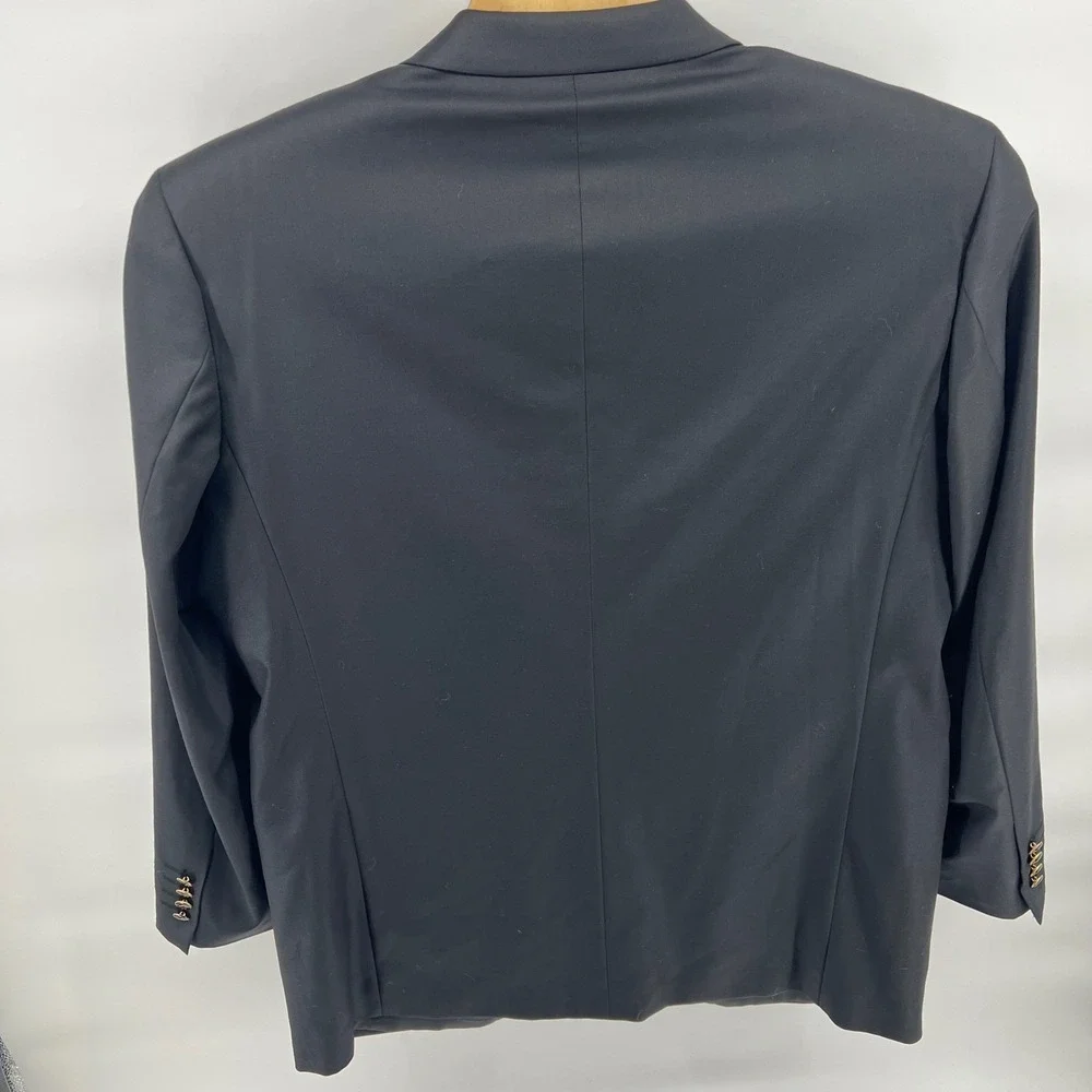Mantoni Mens Super 140s Wool Blazer Black 3 Button Gold Crest Sport Coat 48L‎